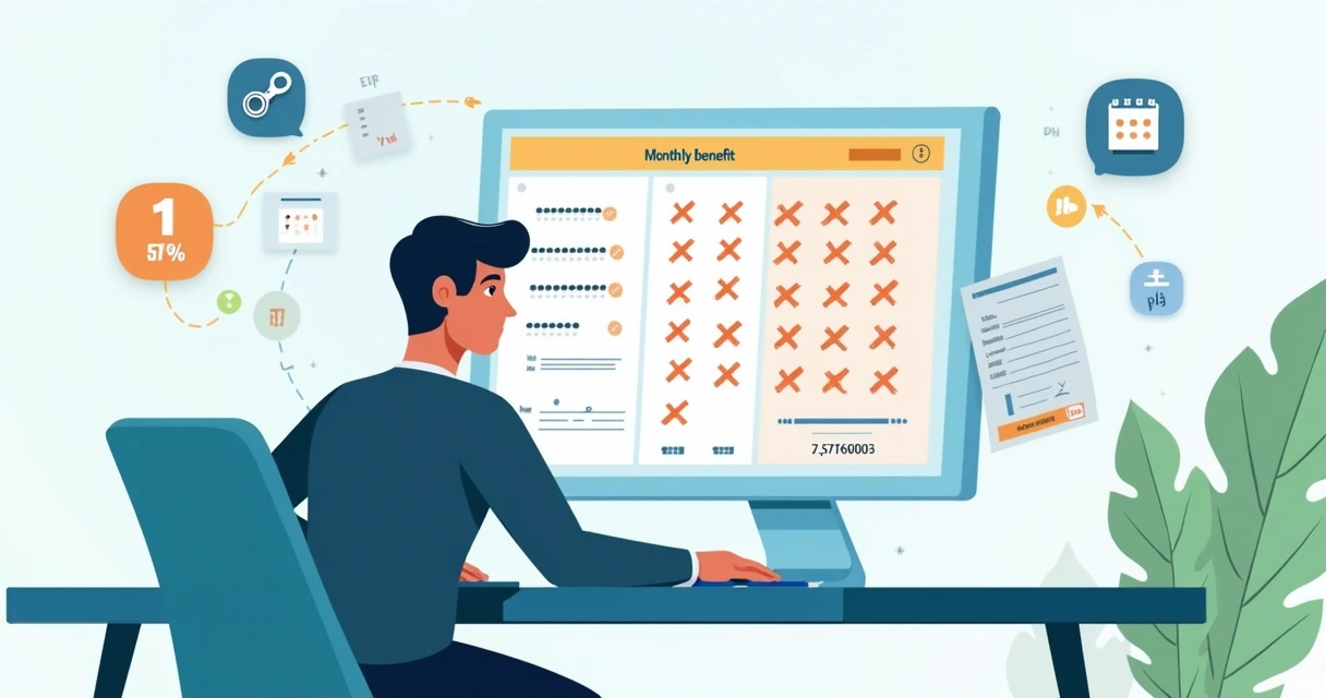 Segurado compara valor do benefício do INSS com sinais de alerta no painel digital